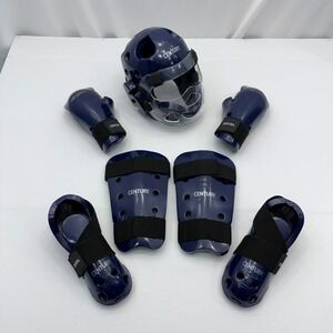 Century Karate Sparring Gear Set Youth Gloves Boots Shin Guard Headgear Blue